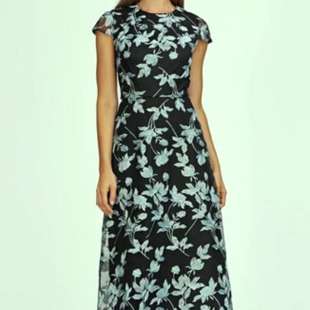 JS Collections Black Sea Angel Yvette Embroidered Midi Dress